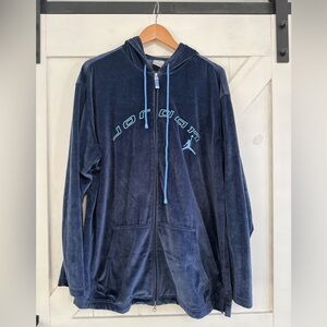 Jordan Hoodie Mens XL Blue Velour Full Zip Embroidered Jumpman Sweatshirt